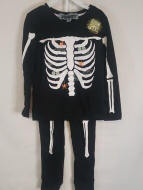 10 Threads Glow in the Dark Skeleton Black Pajamas